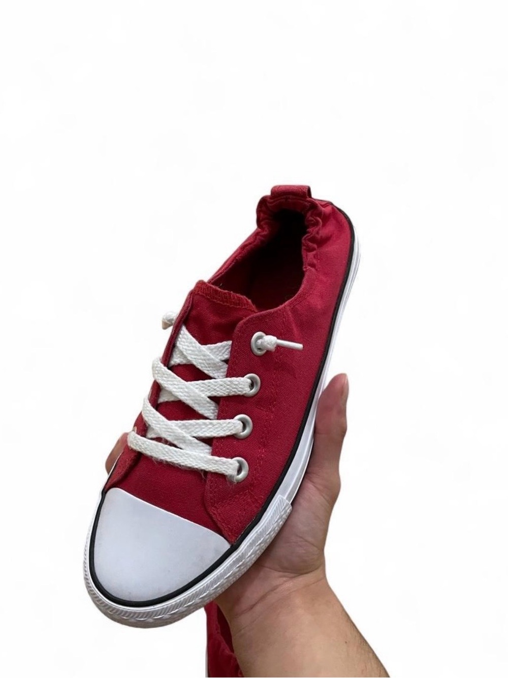 Kids Red Canvas Lace-Up Sneakers